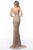 Sherri Hill - 51475 Beaded Deep V-neck Fitted Dress With Train In Neutral