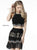 Sherri Hill - 51476 Beaded Two Piece Halter Fringe Fitted Dress In Black and Multi-Color