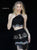 Sherri Hill - 51476 Beaded Two Piece Halter Fringe Fitted Dress In Black and Multi-Color