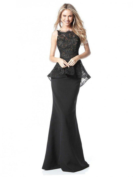 Sherri Hill - 51490 Embroidered Bateau Trumpet Dress In Black