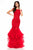 Sherri Hill - 51564 Beaded Lace Tiered Trumpet Dress In Red