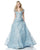 Sherri Hill - 51573 Off-Shoulder Cap Sleeve Lace Long Dress In Blue