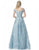 Sherri Hill - 51573 Off-Shoulder Cap Sleeve Lace Long Dress In Blue