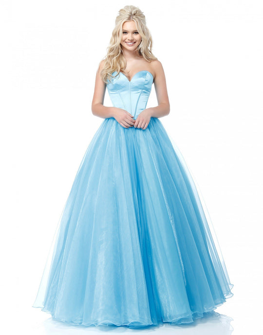 Sherri Hill - 51583 Strapless Plunging Sweetheart Ballgown In Blue