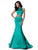 Sherri Hill - 51585 Two Piece Mermaid Dress with Sweep Train In Green