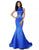 Sherri Hill - 51585 Two Piece Mermaid Dress with Sweep Train In Blue