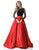 Sherri Hill - 51586 Lace Long Sleeve Satin Ballgown In Black and Red