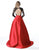 Sherri Hill - 51586 Lace Long Sleeve Satin Ballgown In Black and Red