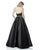 Sherri Hill - 51588 Deep V Halter Bodice Ballgown with Beaded Belt In Black
