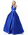 Sherri Hill - 51588 Deep V Halter Bodice Ballgown with Beaded Belt In Blue
