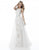 Sherri Hill - 51602 Straight Across Long Lace Dress With Overlay In White and Neutral