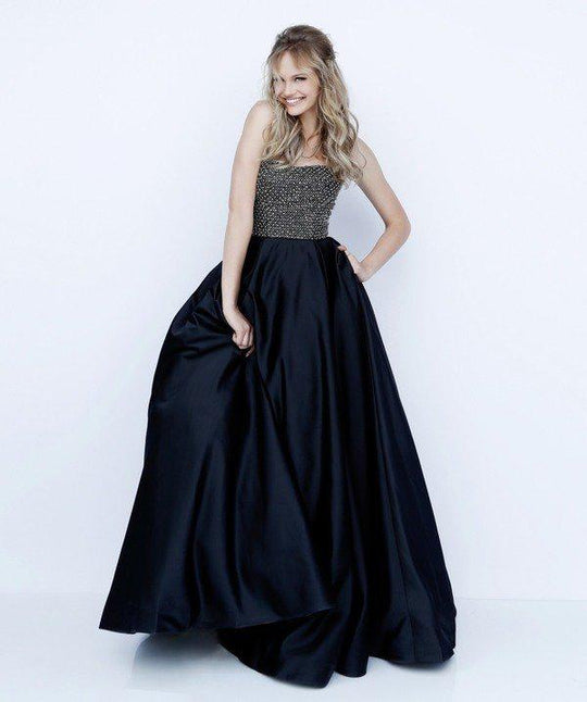 Sherri Hill - 51608 Strapless Beaded Bodice Satin Ballgown In Black