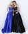 Sherri Hill - 51609 Strapless Satin Ballgown with Jewel Encrusted Belt In Blue and Black