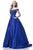 Sherri Hill - 51610 Beaded Satin Off The Shoulder Long Dress In Blue