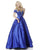 Sherri Hill - 51611 Off Shoulder Cap Sleeve Beaded Dress In Blue