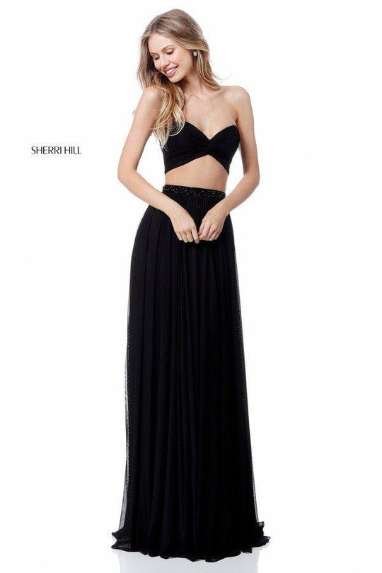 Sherri Hill - 51619 Two Piece Sweetheart A-Line Evening Dress In Black