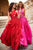 Sherri Hill - 51621 Criss Cross Halter Neck Satin Evening Gown In Red and Pink