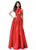 Sherri Hill - 51621 Criss Cross Halter Neck Satin Evening Gown In Red