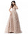 Sherri Hill - 51625 Dotted Floral Appliques Full Figured Net Dress In Neutral