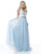 Sherri Hill - 51637 Sequined Deep Halter V-neck Chiffon A-line Dress In Blue