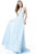 Sherri Hill - 51640 Beaded Deep Halter V-neck Chiffon A-line Dress In Blue