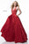 Sherri Hill - 51643 Lace Ornate Halter V Neck Taffeta Ballgown In Red