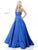 Sherri Hill - 51643 Lace Ornate Halter V Neck Taffeta Ballgown In Blue