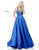 Sherri Hill - 51643 Lace Ornate Halter V Neck Taffeta Ballgown In Blue