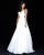 Sherri Hill - 51644 Striped V-Neck A-Line Gown With Train In White