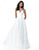 Sherri Hill - 51644 Striped V-Neck A-Line Gown With Train In White