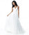 Sherri Hill - 51644 Striped V-Neck A-Line Gown With Train In White