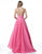 Sherri Hill - 51644 Striped V-Neck A-Line Gown With Train In Pink
