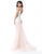 Sherri Hill - 51645 Beaded Deep V-Neck Sheath Dress With Tulle Train In Pink