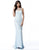 Sherri Hill - 51654 Beaded Bateau Sheath Dress With Train In Blue