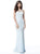 Sherri Hill - 51654 Beaded Bateau Sheath Dress With Train In Blue