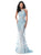 Sherri Hill - 51660 Floral Applique Halter Trumpet Dress In Blue