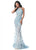 Sherri Hill - 51660 Floral Applique Halter Trumpet Dress In Blue