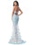 Sherri Hill - 51660 Floral Applique Halter Trumpet Dress In Blue