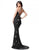 Sherri Hill - 51661 Beaded Halter Trumpet Dress With Train In Black and Multi-Color