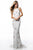 Sherri Hill - 51661 Beaded Halter Trumpet Dress With Train In White and Multi-Color