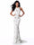 Sherri Hill - 51661 Beaded Halter Trumpet Dress With Train In White and Multi-Color