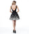 Sherri Hill - 51670 Floral Appliqued Square Cocktail Dress In Black and White