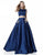 Sherri Hill - 51673 Two Piece Satin Bateau Beaded Ballgown In Blue