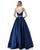 Sherri Hill - 51673 Two Piece Satin Bateau Beaded Ballgown In Blue
