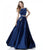 Sherri Hill - 51673 Two Piece Satin Bateau Beaded Ballgown In Blue
