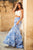 Sherri Hill - 51681 Two Piece Sweetheart Printed Mermaid Dress In White and Blue