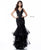 Sherri Hill - 51683 Lace Deep V-neck Ruffle Tulle Mermaid Dress In Black