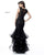 Sherri Hill - 51683 Lace Deep V-neck Ruffle Tulle Mermaid Dress In Black