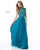 Sherri Hill - 51687 Beaded High Neck Chiffon A Line Dress In Blue and Green
