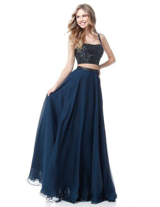 Sherri Hill - 51688 Beaded Two Piece A-Line Evening Dress In Blue